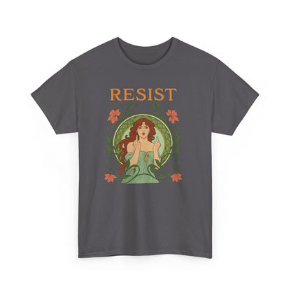 Resist Art Nouveau Woman Tee, Feminist Vintage Shirt, Botanical Activist T-Shirt, Retro Feminism Gift, Empowerment Top, Mucha Anti Trump