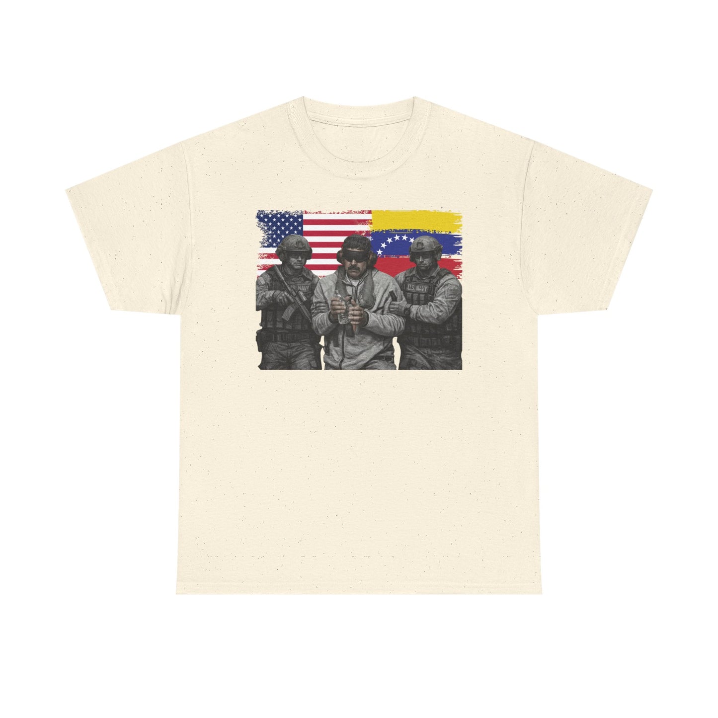 American and Venezuelan Flag Soldiers Tee, Nicolas Maduro Arrest Deportation Photo Tee T-shirt | Political Protest Graphic