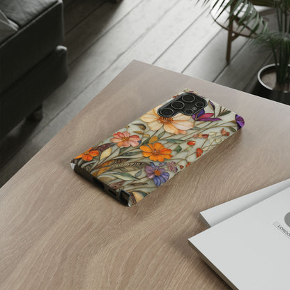 Phone case For iPhone & Samsung, Wildflower Mosaic MagSafe iPhone Case: Botanical Floral Design iPhone