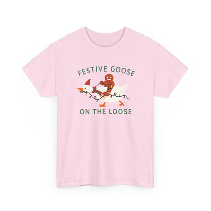 Festive Goose on the Loose Shirt, Funny Christmas Gingerbread Tee,  Holiday Comfort Colors T-Shirt, Cute Xmas Gift for Her and Him