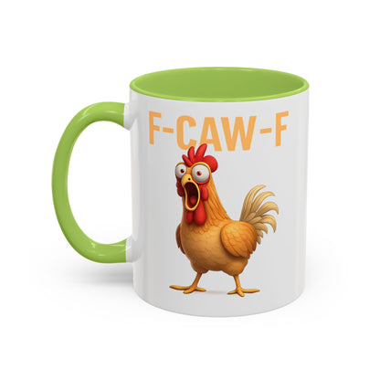 Funny Rooster Mug F-CAW-F Chicken Coffee Mug, Adult Humor Farm Animal Cup, Chicken Meme Mug, Gag Gift 11oz 15oz