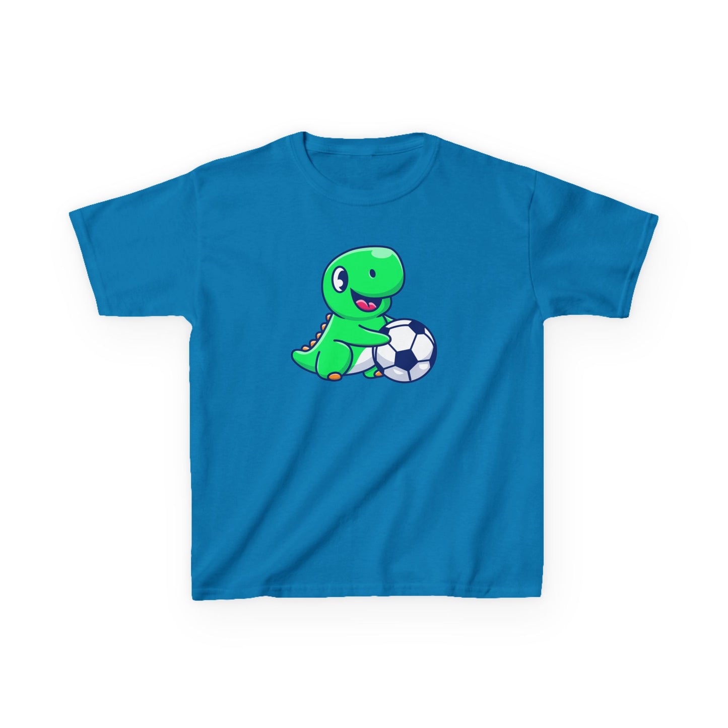 Green Dinosaur Playing Soccer Kids T-Shirt, Cute Dino Soccer Shirt for Boys Girls, Fun Youth Sports Graphic Tee, Football Lover
