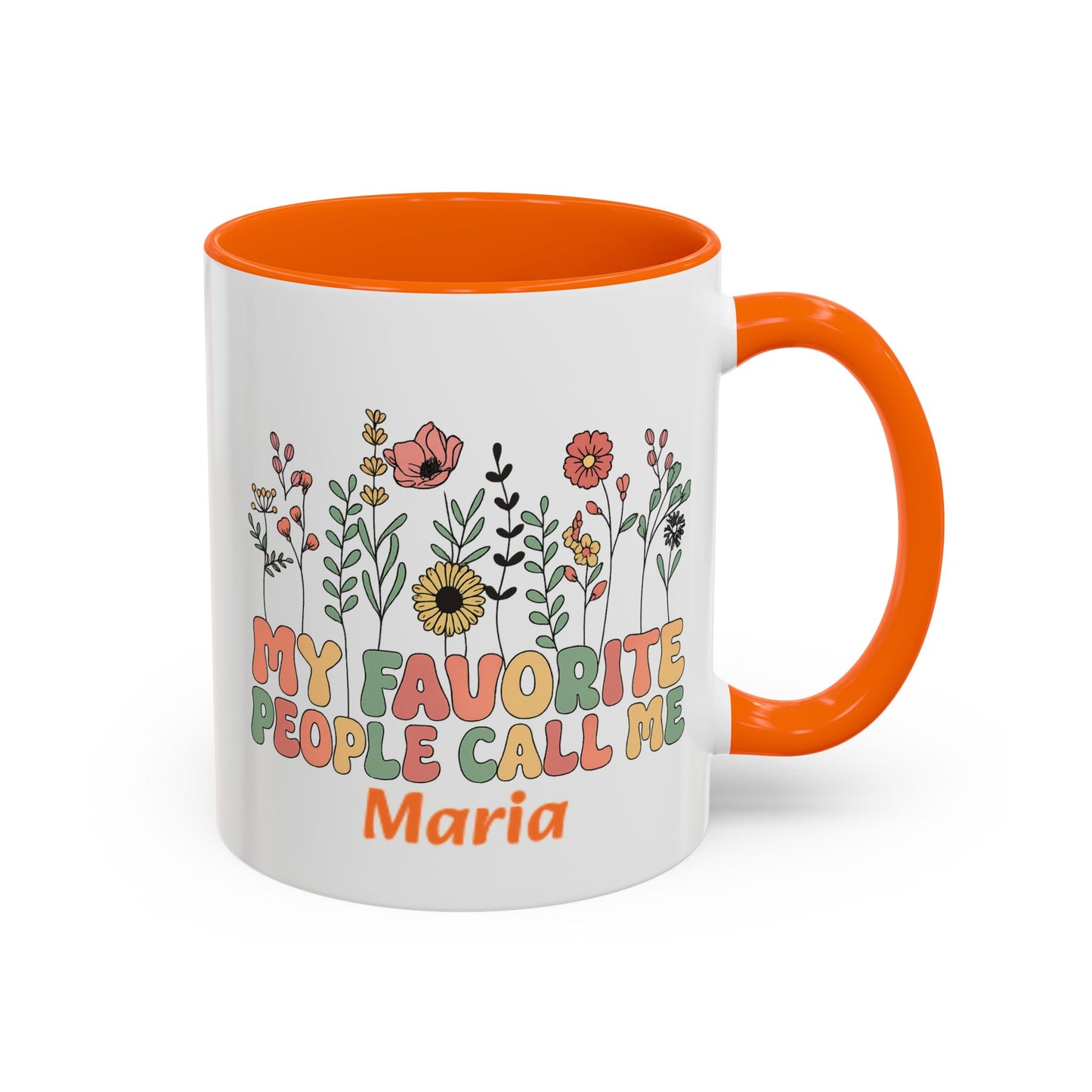 Personalized Floral Accent Mug, My Favorite People Call Me Coffee Cup, Perfect Gift for Friends, Family, Birthdays, Home Décor