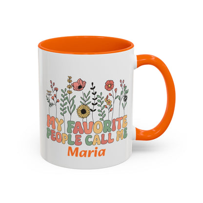 Personalized Floral Accent Mug, My Favorite People Call Me Coffee Cup, Perfect Gift for Friends, Family, Birthdays, Home Décor
