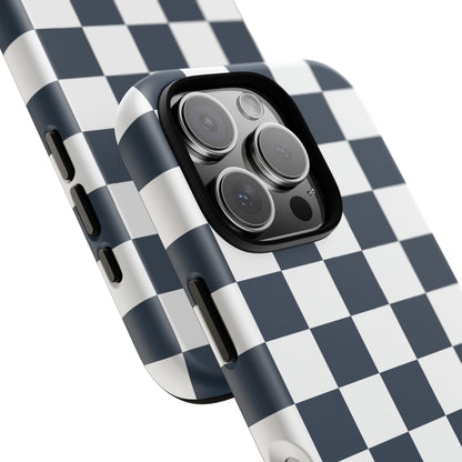 Navy Checkerboard Phone Case, iPhone 17 Pro, 17, 16, 15, 14, 13, 12, 11, X, XR, XS MAX, Tough Case for iPhone