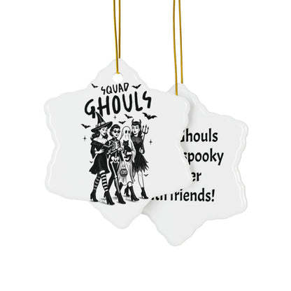 Personalized Squad Ghouls Halloween Ornaments, Double Sided Ceramic Ornament, Fall Decor, Halloween Gifts, Party Favors