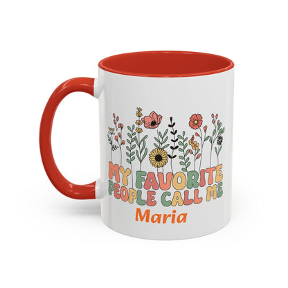 Personalized Floral Accent Mug, My Favorite People Call Me Coffee Cup, Perfect Gift for Friends, Family, Birthdays, Home Décor
