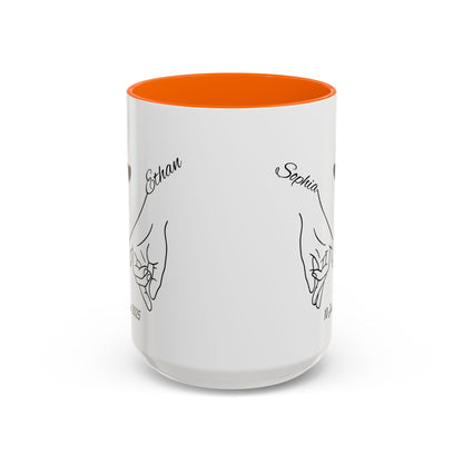 Holding Hands Couple Mug | Personalized Names & Date Coffee Cup | Custom Line Art Love Mug | Valentine Anniversary Gift for Couples