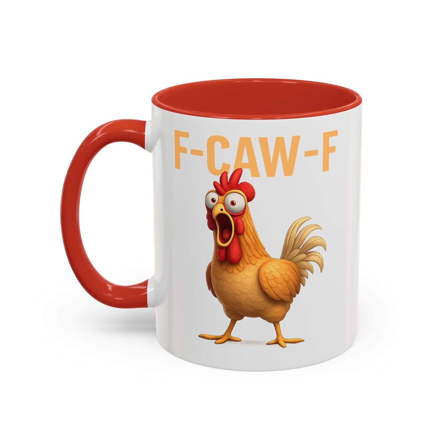 Funny Rooster Mug F-CAW-F Chicken Coffee Mug, Adult Humor Farm Animal Cup, Chicken Meme Mug, Gag Gift 11oz 15oz