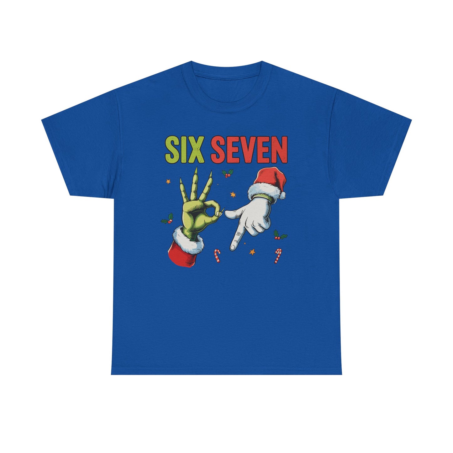 Funny "Six Seven" Christmas Shirt  Grinch Hand & Santa Hand Graphic Tee | Holiday Humor T-Shirt | Unisex Christmas Gift for Men Women