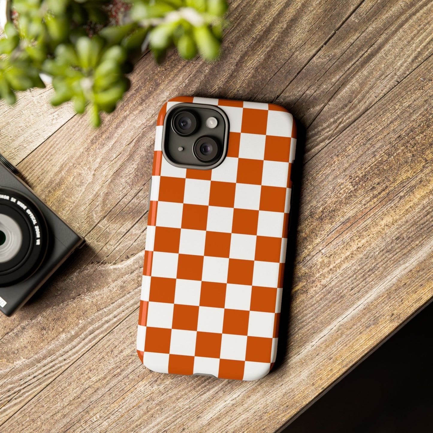 Checkered Phone Case, Checkered Phone Case - iPhone 17 16 15 14 13 12 11 Pro Max  - Trendy Black and Brown Checkerboard