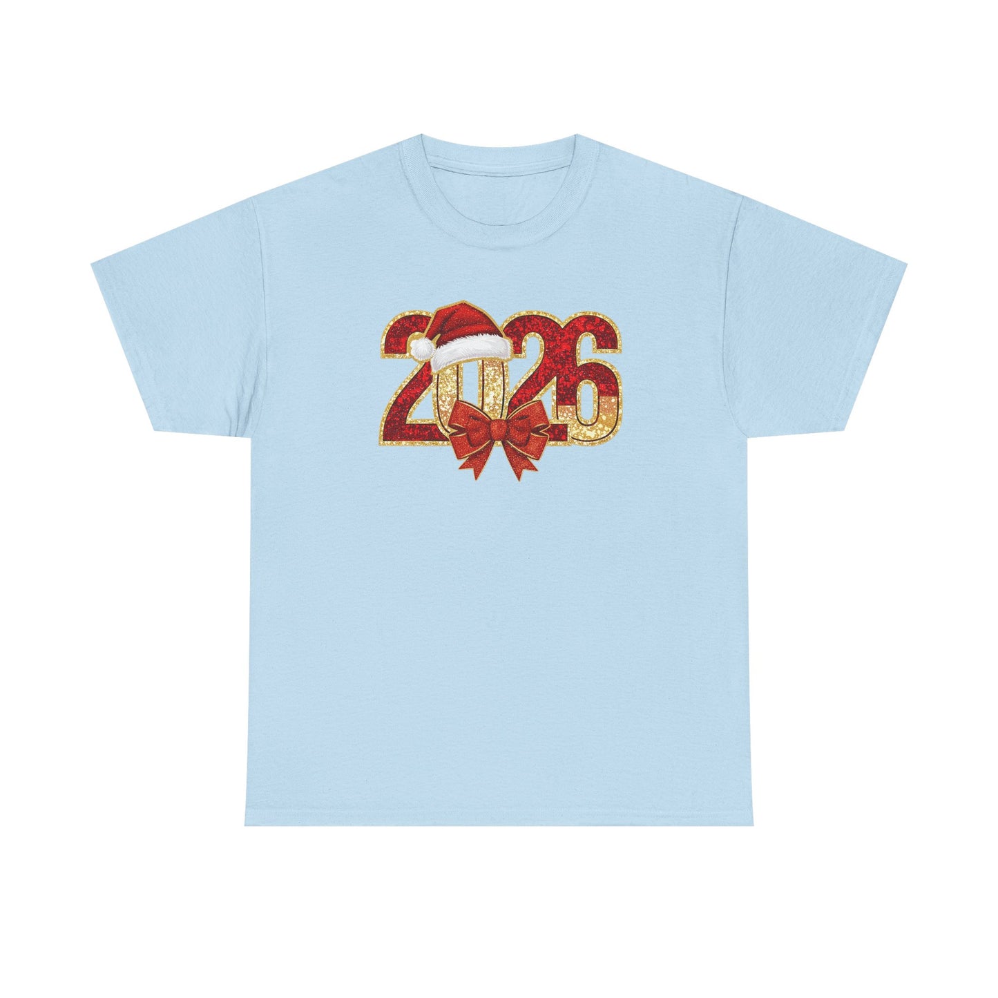 2026 New Year Shirt | Festive Christmas Tee with Santa Hat & Bow | Happy New Year T-Shirt | Holiday Party Outfit Gift