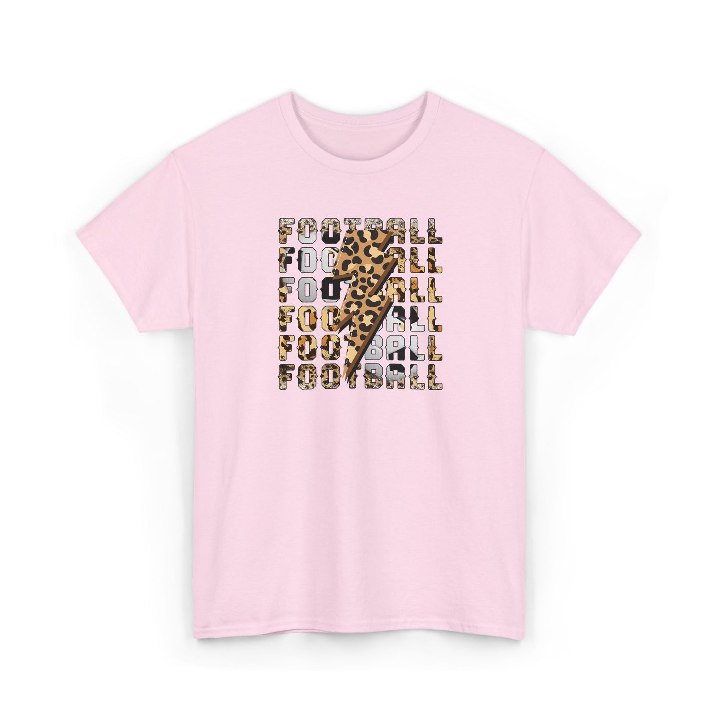 Leopard Print Football Lightning Bolt Tee, Women's Football Graphic Shirt, Game Day Spirit Shirt, Trendy Sports Top, FIFA World Cup 2026