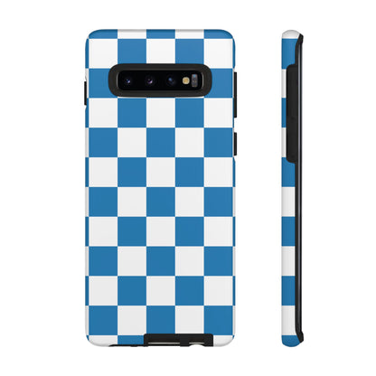 Blue Checkerboard Phone Case, Samsung Galaxy S25, S25 Plus, S24, S24 Plus, S24 Ultra, S23, S22, S22 Plus, S21 Ultra, S21 FE, S20+