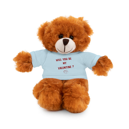 Will You Be My Valentine ? Teddy Bear, Plush Animal with T-Shirt, Cute Valentine's Day Gift, Stuffed Bear for Kids or Love