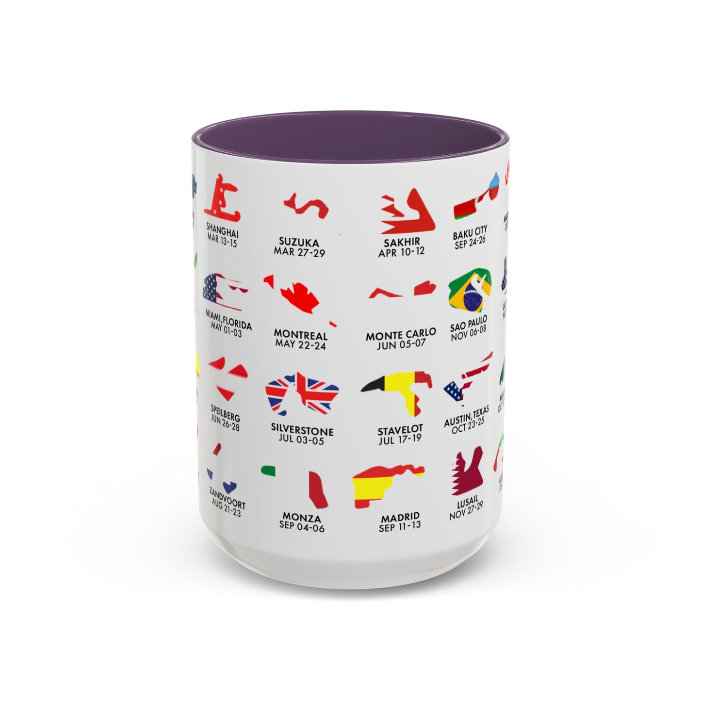 2026 Grand Prix Calendar Mug, Formula 1 Accent Coffee Mug, F1 Circuit Icons Cup, Motorsport Fan Gift, Racing Calendar Ceramic Mug