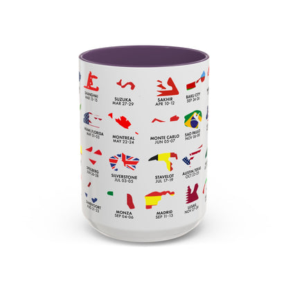 2026 Grand Prix Calendar Mug, Formula 1 Accent Coffee Mug, F1 Circuit Icons Cup, Motorsport Fan Gift, Racing Calendar Ceramic Mug