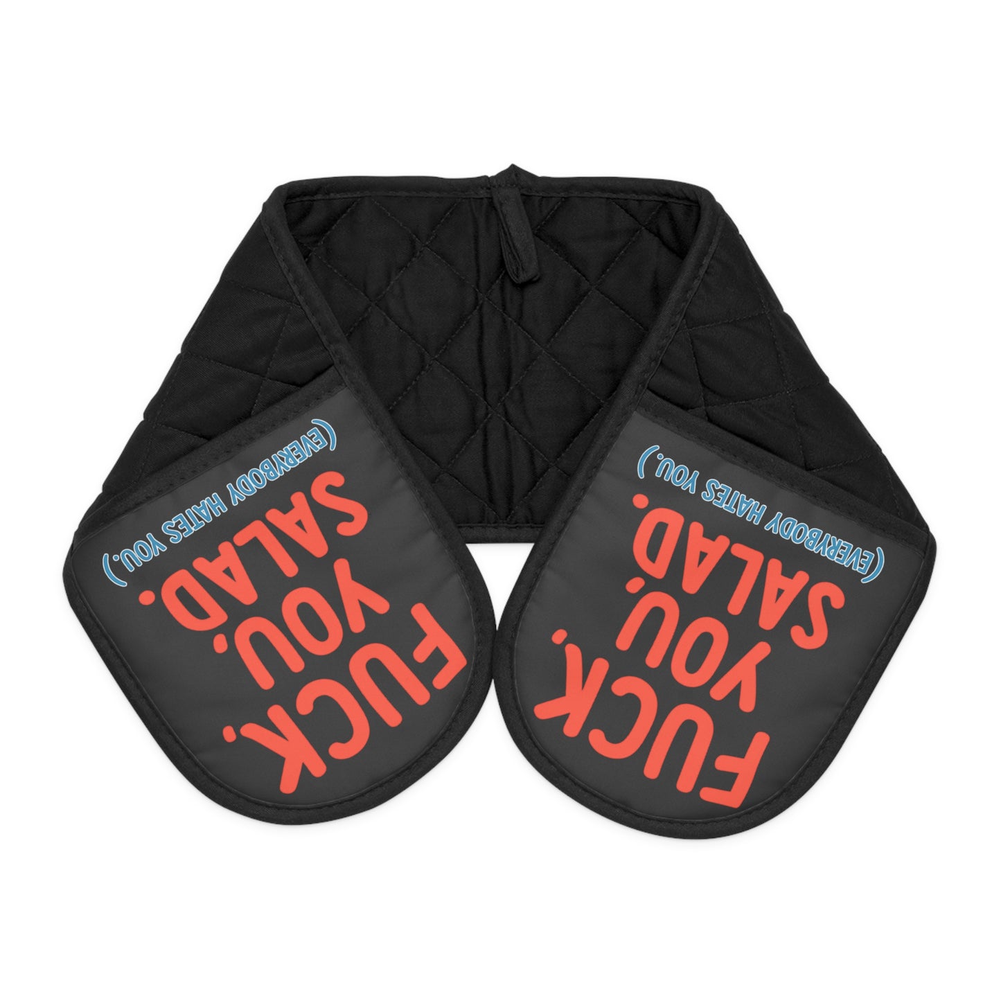 Fuck You Salad Oven Mitts, Funny Kitchen Oven Mitt, Double Pot Holder, Heat Resistant Cooking Gloves, Gag Gift