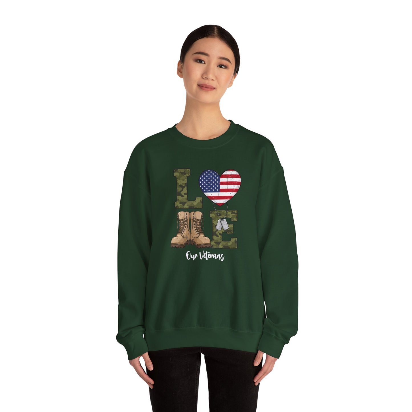 Love Our Veterans sweatshirt | Gift For Veteran | Veteran Sweatshirt | Gift For Dad | military boots American flag camouflage