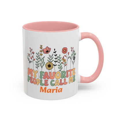Personalized Floral Accent Mug, My Favorite People Call Me Coffee Cup, Perfect Gift for Friends, Family, Birthdays, Home Décor
