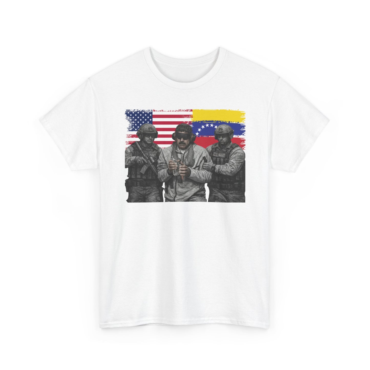 American and Venezuelan Flag Soldiers Tee, Nicolas Maduro Arrest Deportation Photo Tee T-shirt | Political Protest Graphic