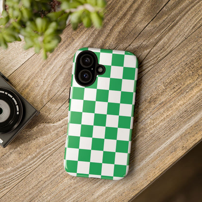 Green Checkerboard Phone Case, iPhone 17 Pro, 17, 16, 15, 14, 13, 12, 11, X, XR, XS MAX, Mobile Cover, Gift for Students, Phone Accessory