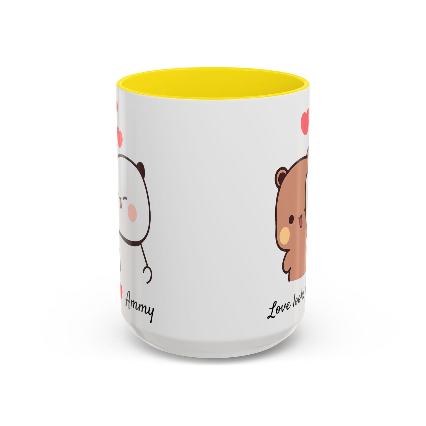 Personalized Dudu Bubu Mug | Cute Bear Coffee Cup | Color Handle Mug | Birthday Christmas Gift | Funny Mug for Her Him Valentine Gift