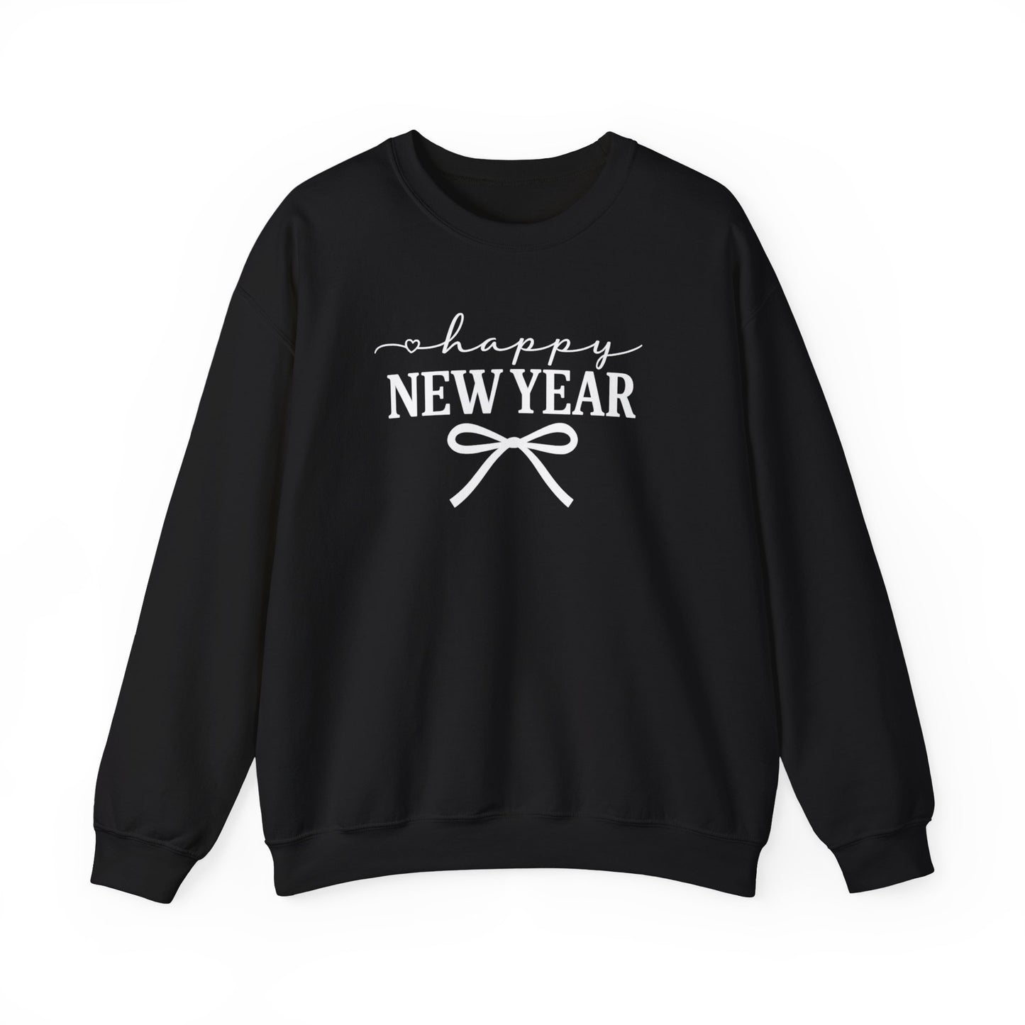 Happy New Year Sweatshirt | Cozy Holiday Crewneck | Script Bow Graphic Sweater | New Year Party Sweatshirt | Winter Gift
