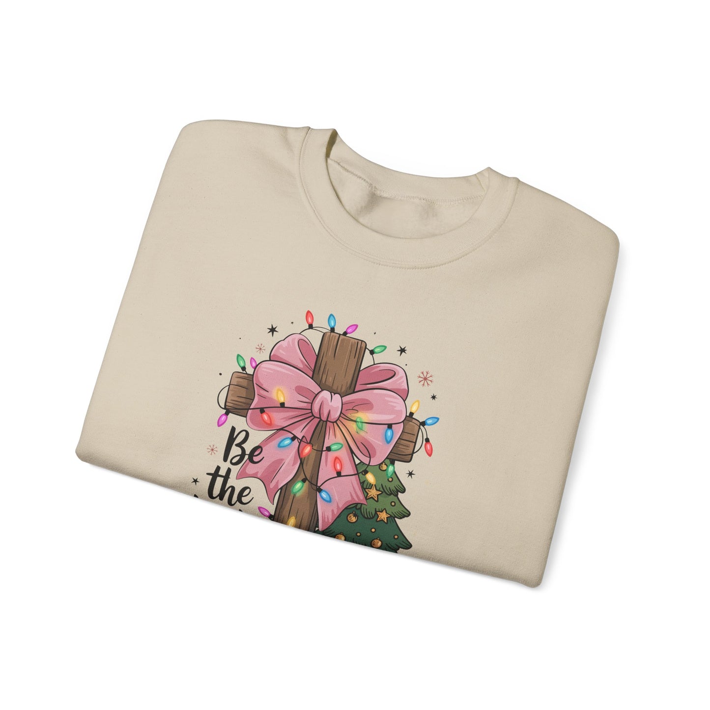 Be the Light Sweatshirt Christian Christmas Sweater | Matthew 5:14 Bible Verse Shirt | Pink Holiday Sweatshirt | Faith Christmas Gift