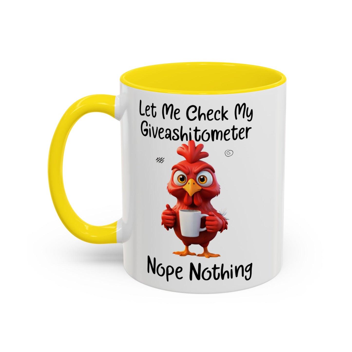 Funny Giveashitometer Mug | Sarcastic Coffee Mug with Rooster | Sassy Office Mug | Gift for Coworkers Friends