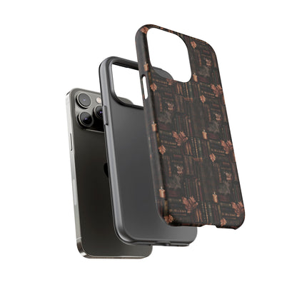 Gothic Phone Case Dark Academia Literary iPhone Samsung Cover with Books & Flowers, Phone case