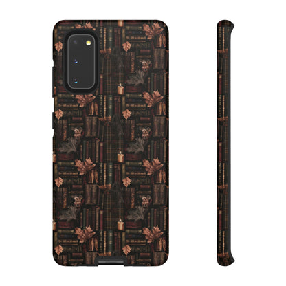 Gothic Phone Case Dark Academia Literary iPhone Samsung Cover with Books & Flowers, Phone case