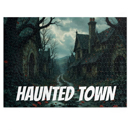 Haunted Town Jigsaw Puzzle, Spooky Village Halloween Puzzle with Tin, Dark Art Puzzle, 500-2000 Piece Gift