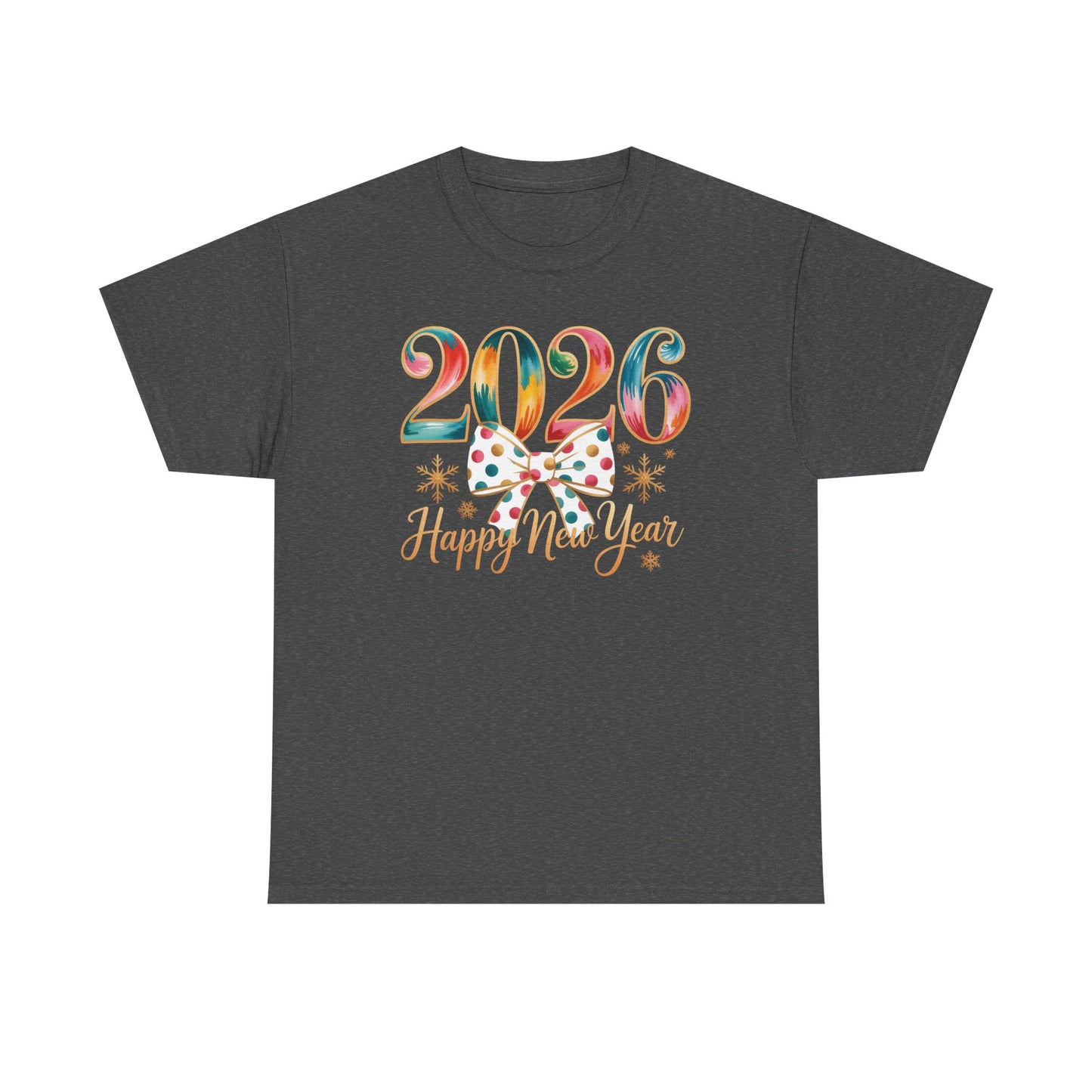2026 Happy New Year Shirt, Colorful Bow New Year Tee, New Year Outfit, Cute NYE Party T-Shirt, 2026 Celebration Graphic Tee, New Year Gift