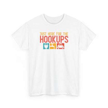 Just Here For The Hookups Shirt, Camping Fishing T-Shirt, Funny RV Camper Tee, Outdoors Graphic Tee, Campfire Gift for Men Women