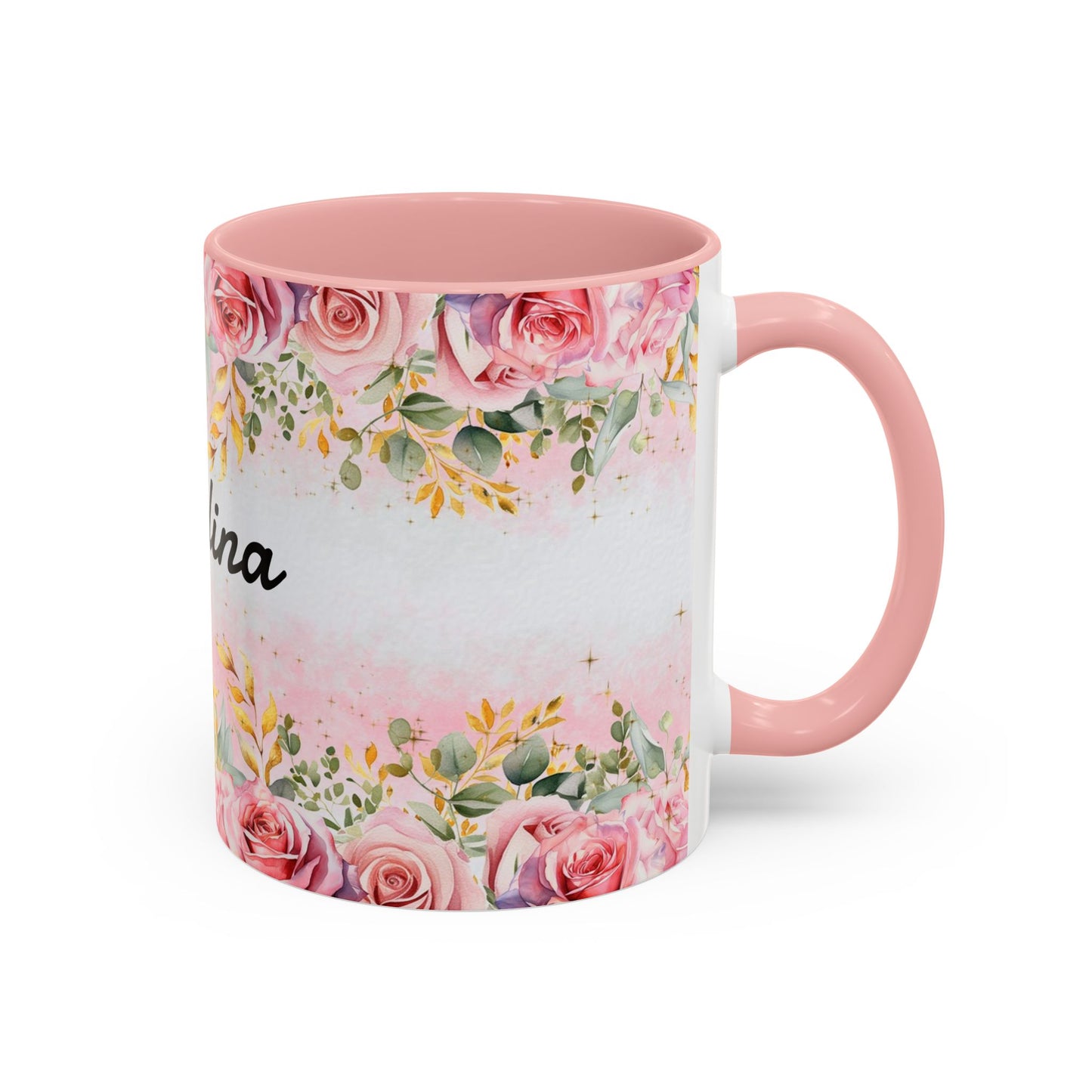 Personalized Floral Accent Coffee Mug, Custom Gift for Her, Birthday Mug, Floral Drinkware, Mother's Day Gift