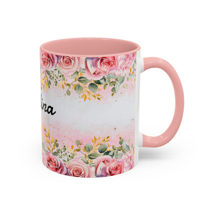 Personalized Floral Accent Coffee Mug, Custom Gift for Her, Birthday Mug, Floral Drinkware, Mother's Day Gift