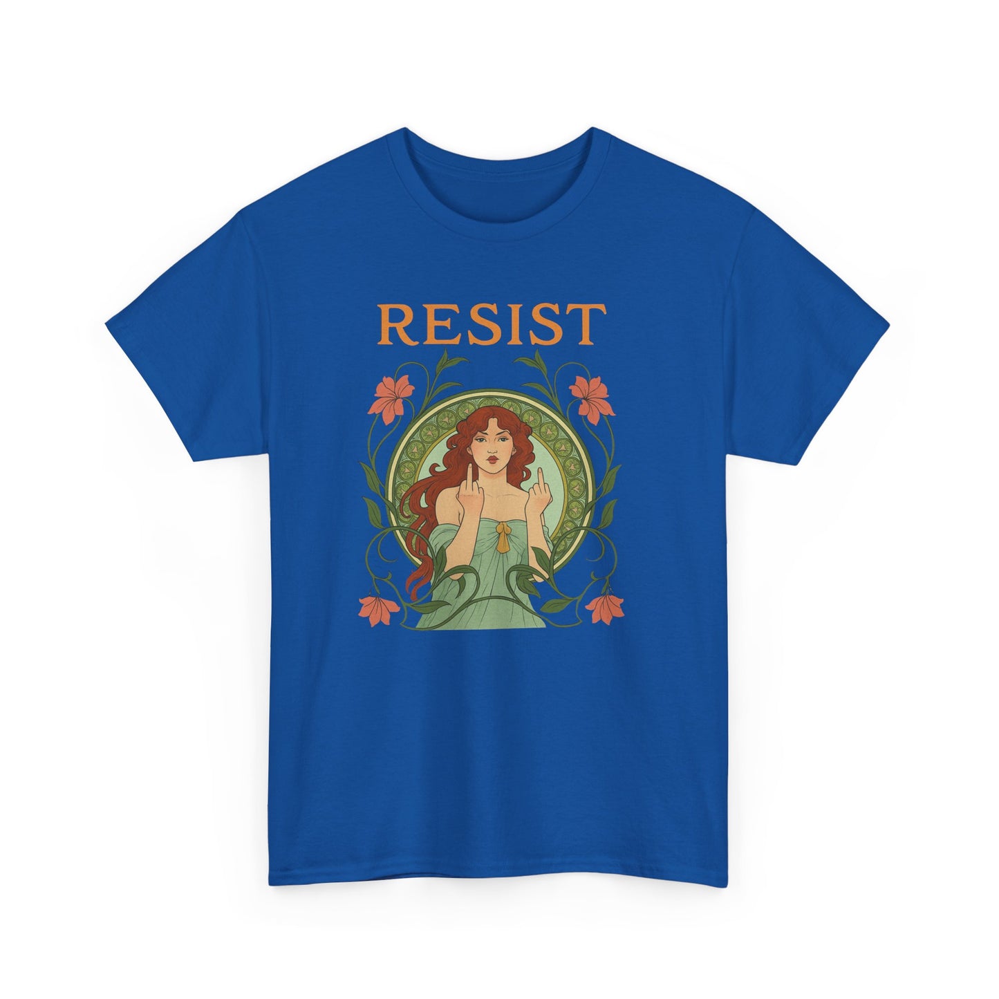 Resist Art Nouveau Woman Tee, Feminist Vintage Shirt, Botanical Activist T-Shirt, Retro Feminism Gift, Empowerment Top, Mucha Anti Trump