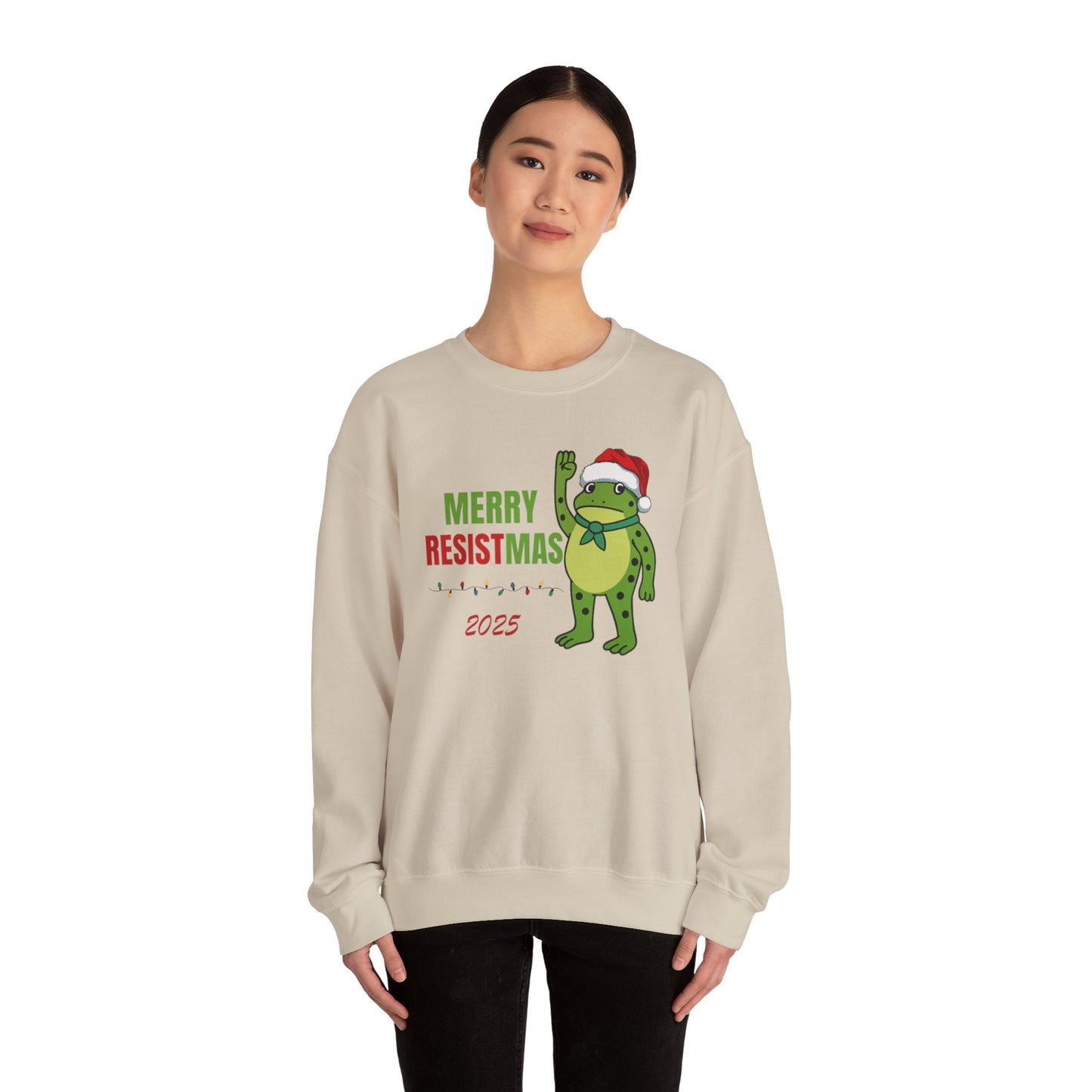 Merry Resistmas 2025 Crewneck Sweatshirt - Unisex Holiday Gift, Christmas Sweater, Funny Sweatshirt, Winter Apparel, Seasonal Fashion