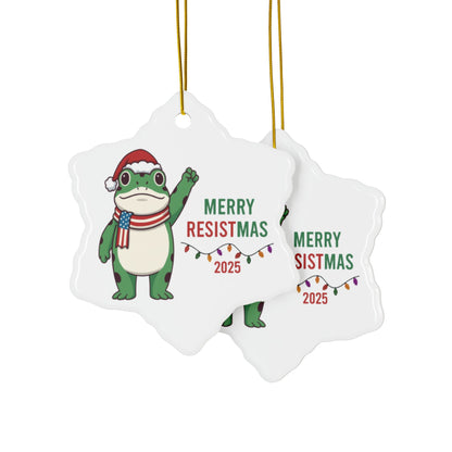 Merry Resistmas Freedom Frog Ornament 2025 – Double-Sided Political Humor Christmas Decor | Funny Activist Ornament | Freedom Frog Meme Gift