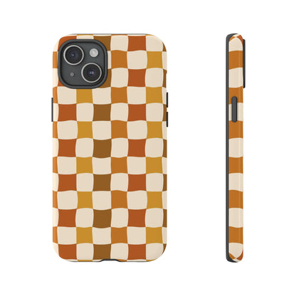 Boho Checked Phone Case, Checkerboard Design, Durable Protection, Phone Cover, Phone case For iPhone and Samsung, Trendy Phone Cover