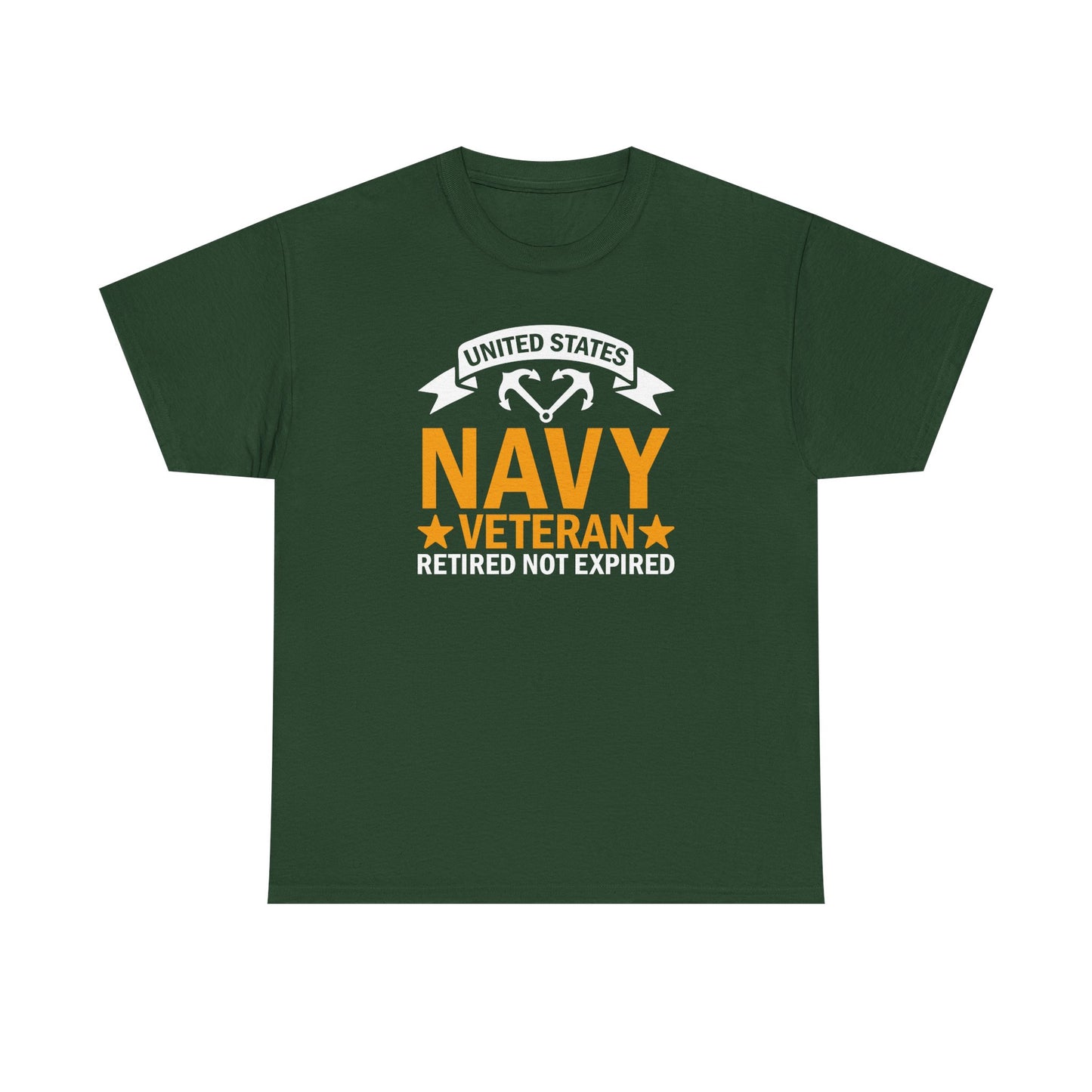Navy Veteran Heavy Cotton T-Shirt, Gifts for Veterans, Memorial Day, Patriotic Apparel, Retired Not Expired, Gift for dad