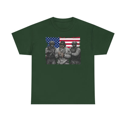 American Flag Soldiers T-Shirt | Patriotic Military Graphic Tee | Veteran Pride Shirt, USA Freedom Apparel Gift