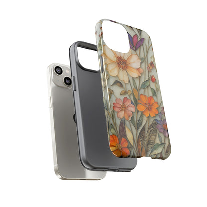 Phone case For iPhone & Samsung, Wildflower Mosaic MagSafe iPhone Case: Botanical Floral Design iPhone