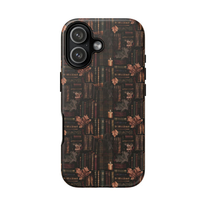 Gothic Phone Case Dark Academia Literary iPhone Samsung Cover with Books & Flowers, Phone case