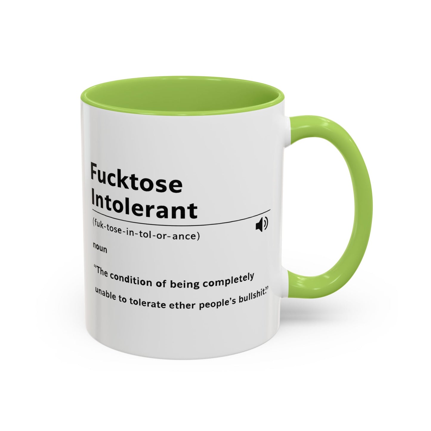 Fucktose Intolerant Definition Mug, Funny Accent Coffee Mug 11oz 15oz, Sarcastic Adult Humor Mug, Gag Gift for Friends