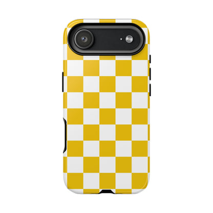 Yellow Checkered Phone Case - iPhone 17 Pro, 17, 16, 15, 14, 13, 12, 11, X, XR, XS MAX, Gift for Friends