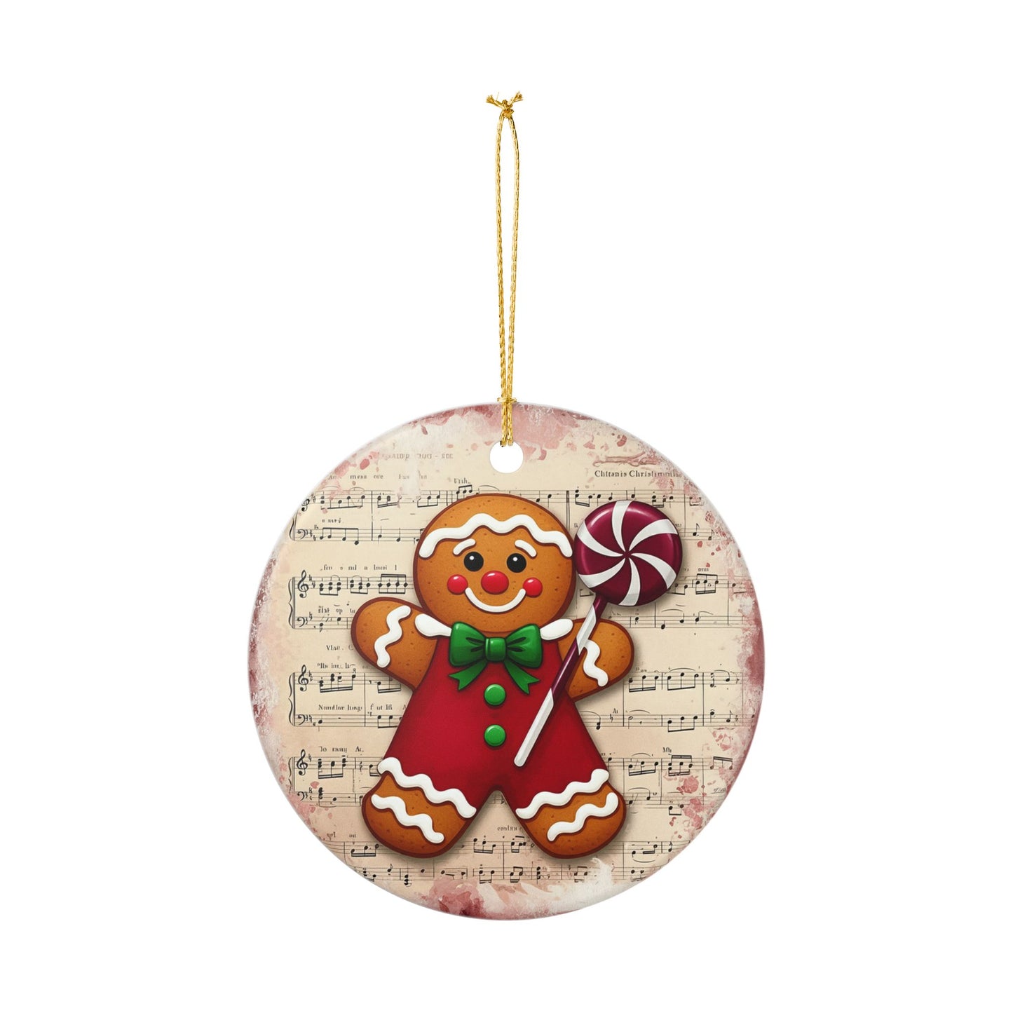 Gingerbread Man Ceramic Ornament, Christmas Decor, Holiday Gift, Tree Decoration, Gingerbread Theme