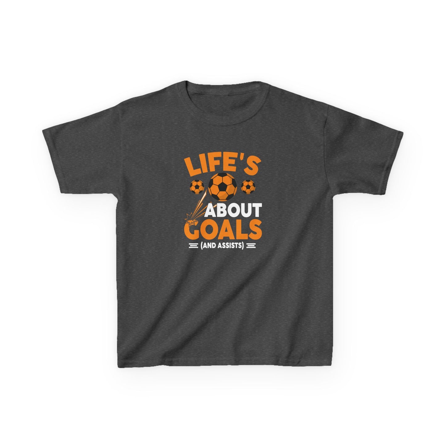 Life's About Goals Kids T-Shirt | Soccer Graphic Tee | Fun Teamwork Shirt for Boys & Girls | Cotton Youth Sports Top, FIFA World Cup 2026