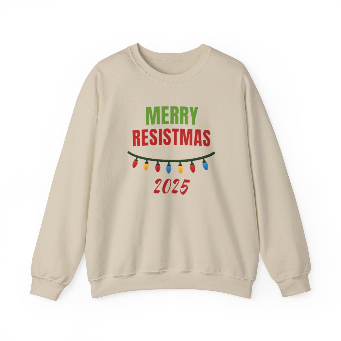 Merry Resistmas 2025 Sweatshirt, Cozy Holiday Crewneck, Unisex Sweatshirt, Christmas Gift, Festive Apparel, 2025 Celebrations